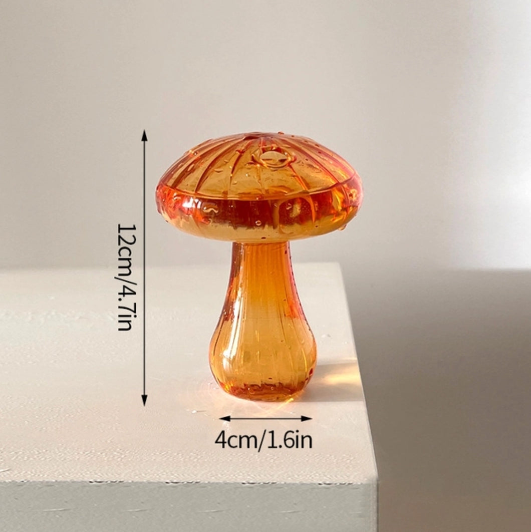 Mini Glass Mushroom Bud Vase - Orange