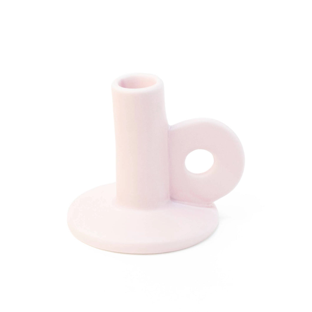 Pink Hoop Ceramic Candle Holder - Tall