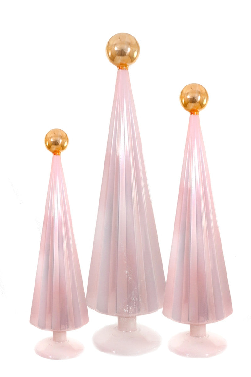 Glass Pleated Trees - Pink/Gold