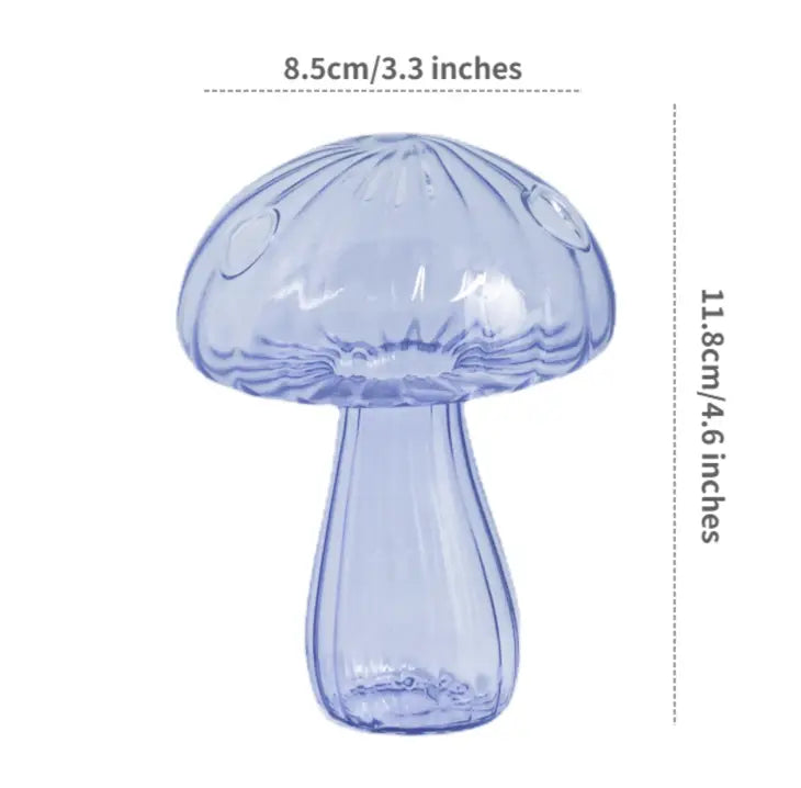 Mini Glass Mushroom Bud Vase - Blue