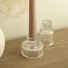 Load image into Gallery viewer, Ridged Glass Candle Holder
