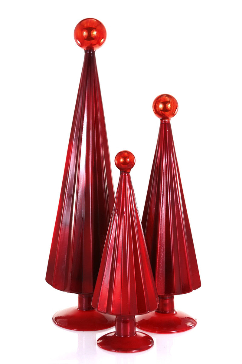 Glass Pleated Trees - Red/Red