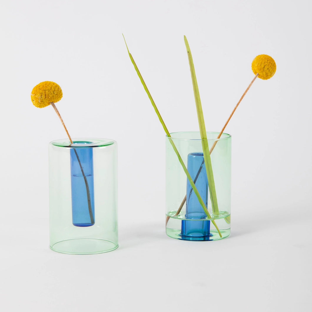 Reversible Glass Vase - Blue/Green (multiple sizes)
