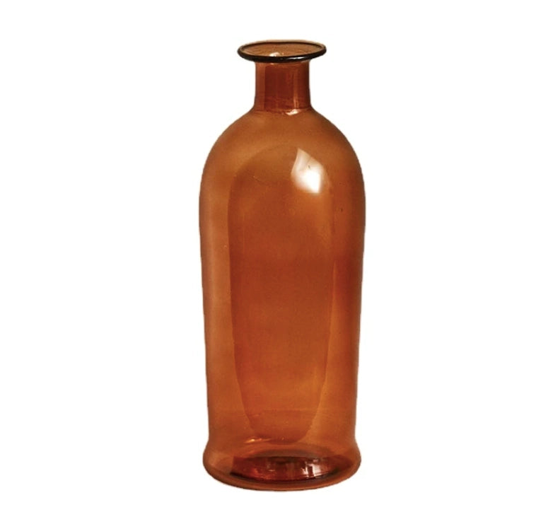 Tall Glass Decorative Bud Flower Vase - Brown