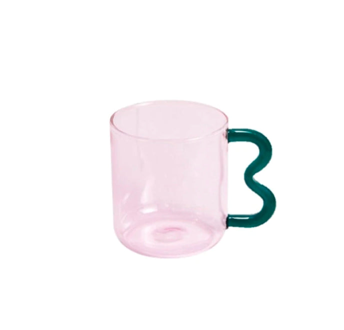 Colourful Ear Glass Mug - Pink/Green