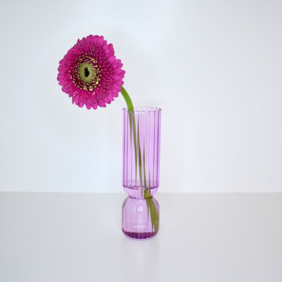 Fluted Glass Vase - Lilac