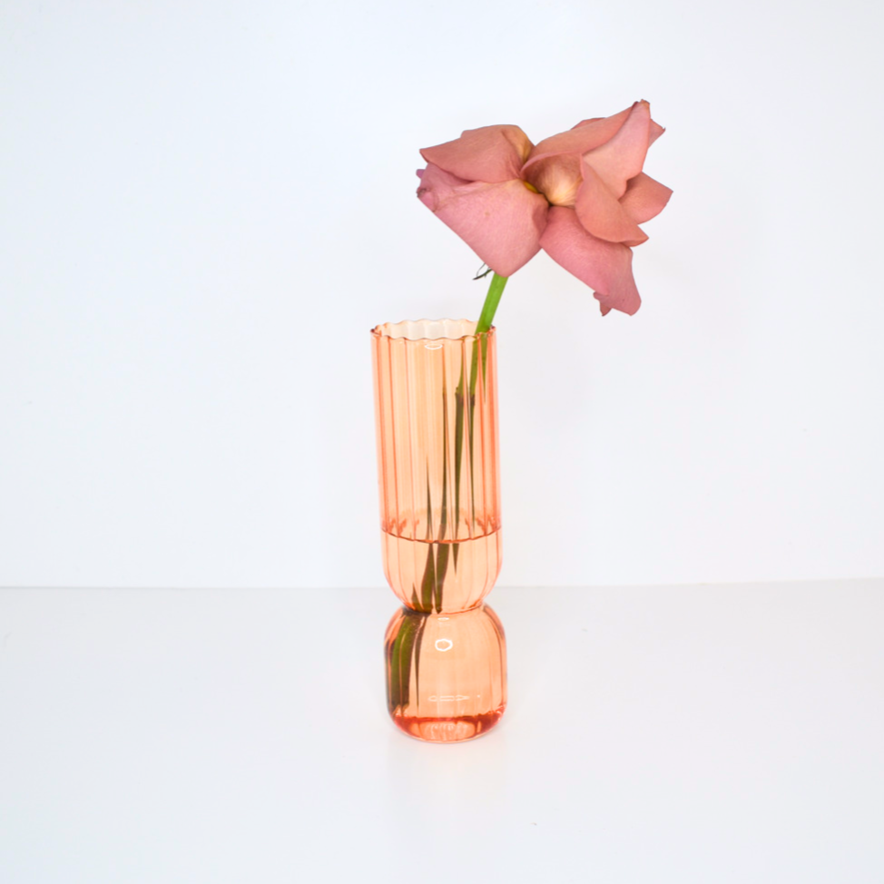 Fluted Glass Vase - Orange